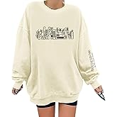 Weripoah Book Sweatshirts for Women Oversized Bookish Reading Sweatshirt Teacher Long Sleeve Shirts Graphic Pullover Tops