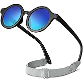 RIVBOS Baby Aviator Wrap Polarized UV400 Sunglasses Soft Frame Secure Strap Toddler,Infant and Newborn (0-18 Months) RBK068