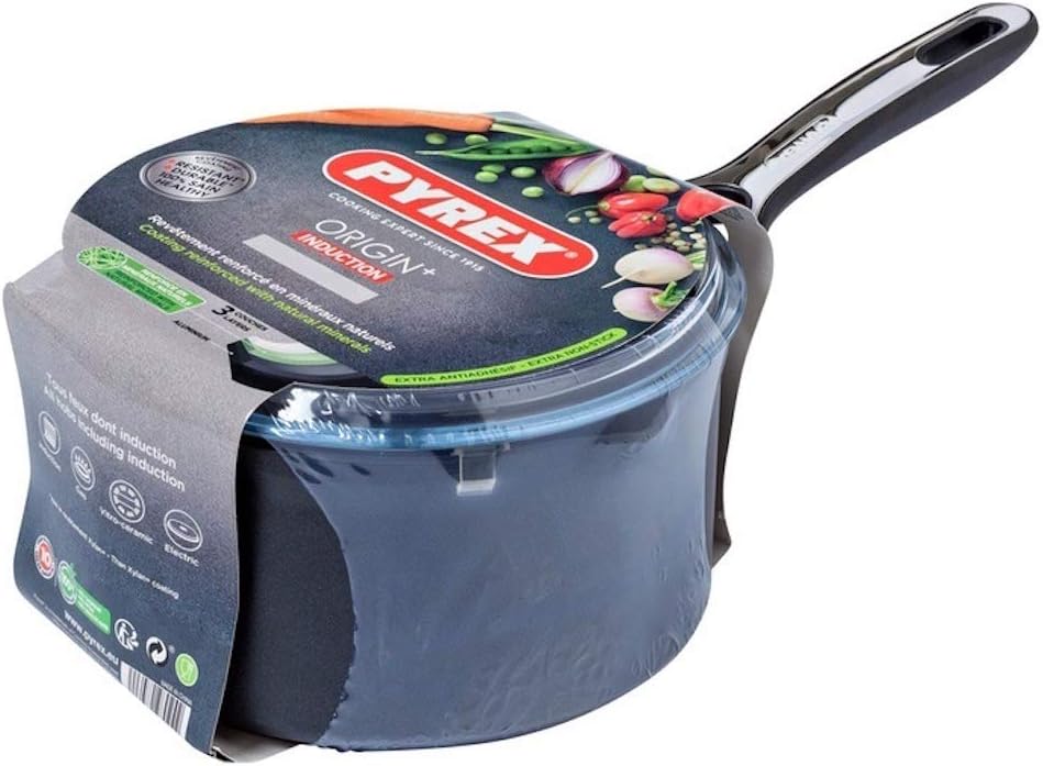 Pyrex Origin + Aluminium Saucepan with Lid 2.20 L/Diameter 18 cm, Transparent, 2.2 Litres - Image 3