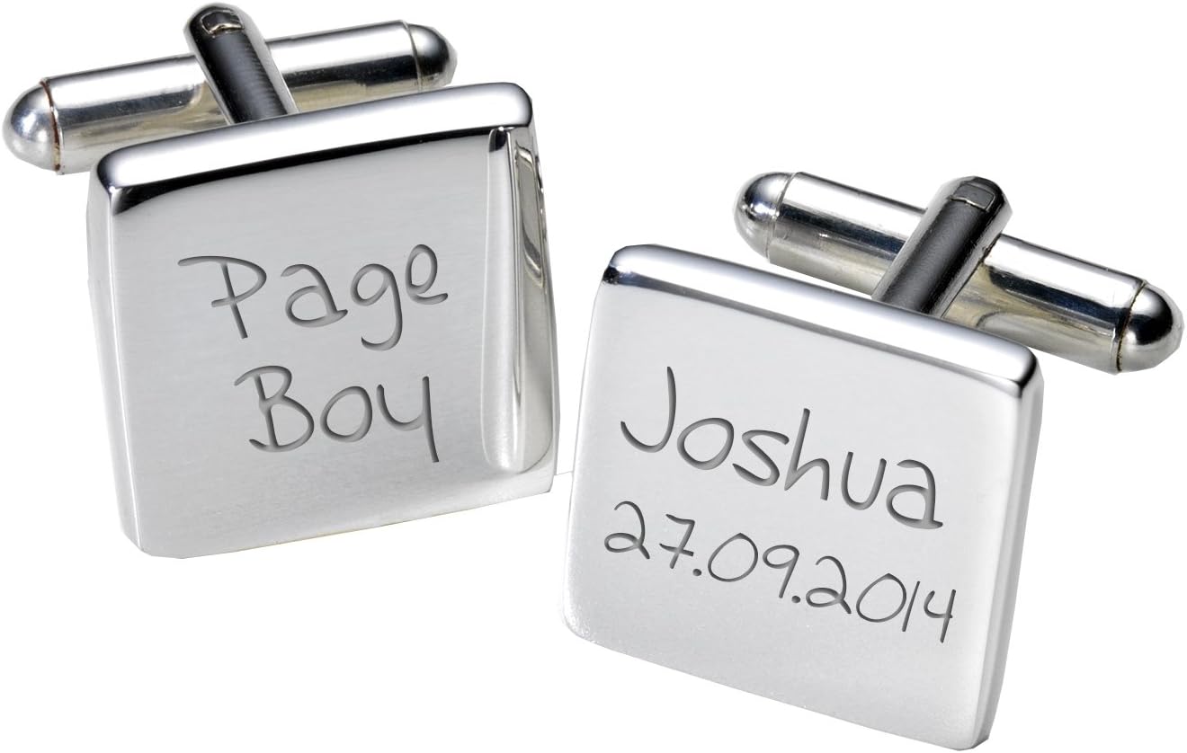 Engraved Page Boy Cufflinks - Square