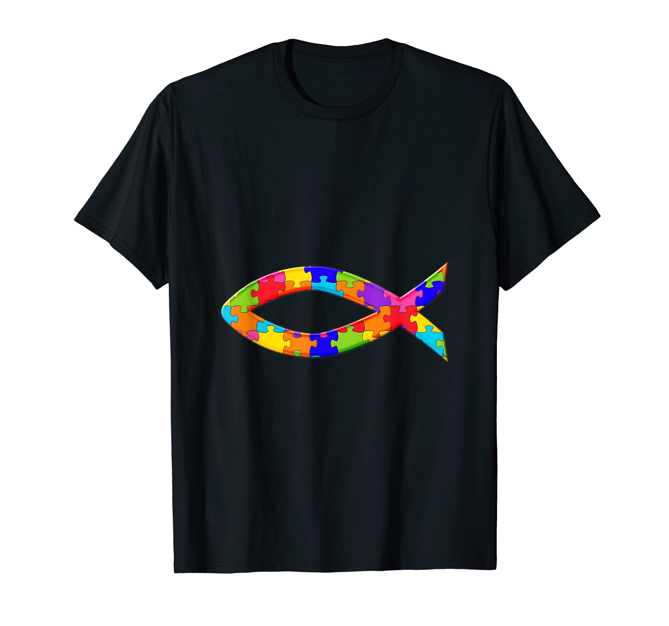 Ichthy fish, Jesus Christ Christianity Jigsaw Autism Puzzle T-Shirt