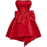 WDIRARA Women's Bow Front Satin Homecoming Dresses Sleeveless Party Cocktail Gowns