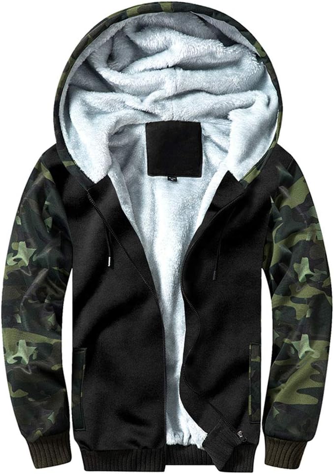 MANLUODANNI Men's Hoodie Winter Fleece Jackets Hooded Sweatshirt Outwear Thick Warm Coats with Zipper Pockets