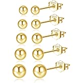 JEMARA Silver Stud Earrings for Women Hypoallergenic 925 Sterling Silver Pearl Earrings Cubic Zirconia Ball Stud Earrings Set Dainty Earring Sets for Multiple Piercing