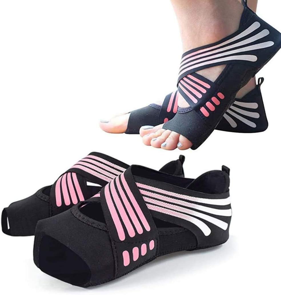 VANUODA Non Slip Yoga Socks - Toeless Anti-Skid Pilates Socks - Cotton Half Toe Five-Toe Grip Anti-Skid Women Shoes for Dance Training, Indoor Sports