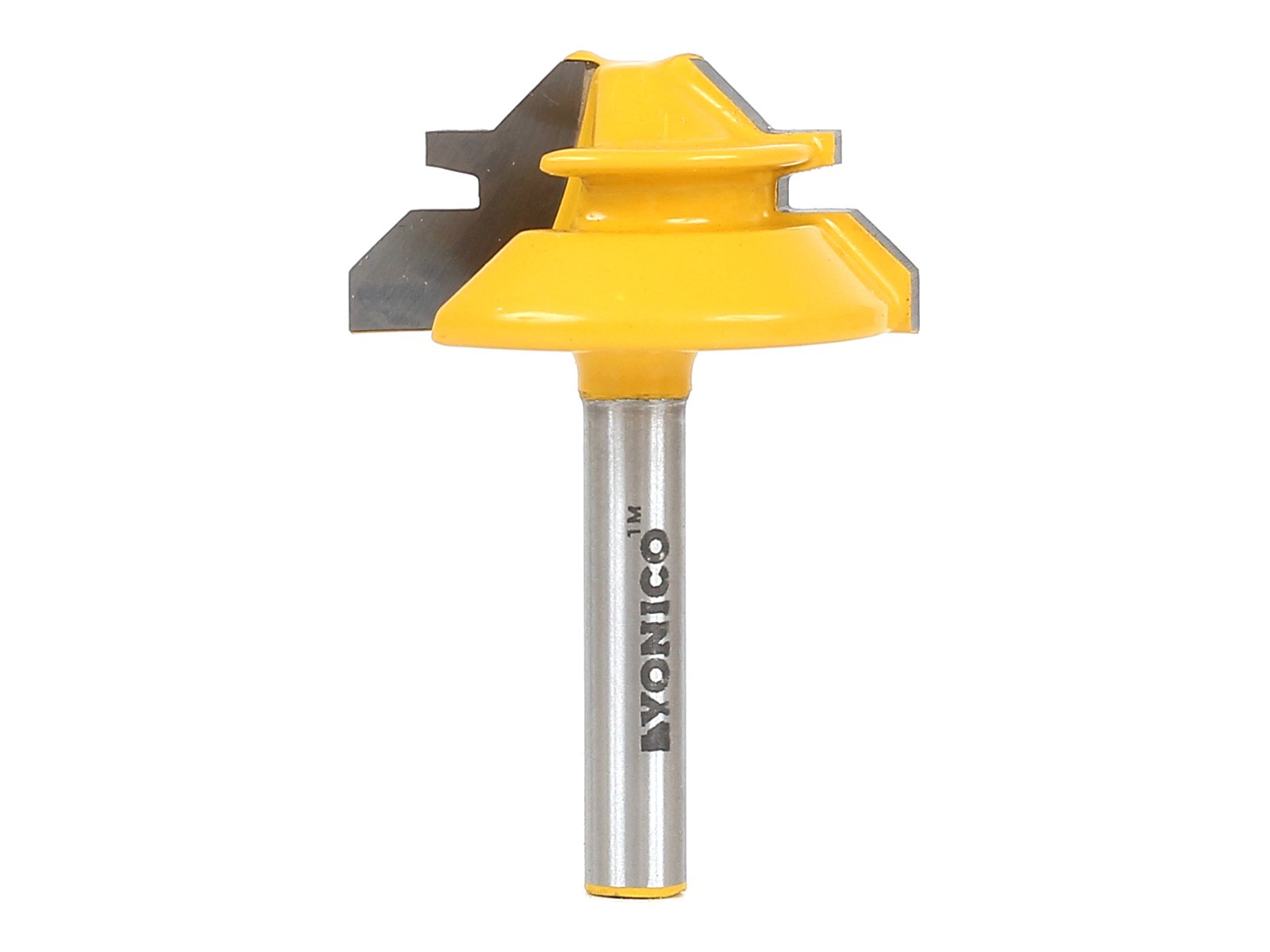 Yonico 15129q - Lock Miter Router Bit, Miter Angle: 45 Deg., Stock Size: Up to 1/2" - 1/4" Shank