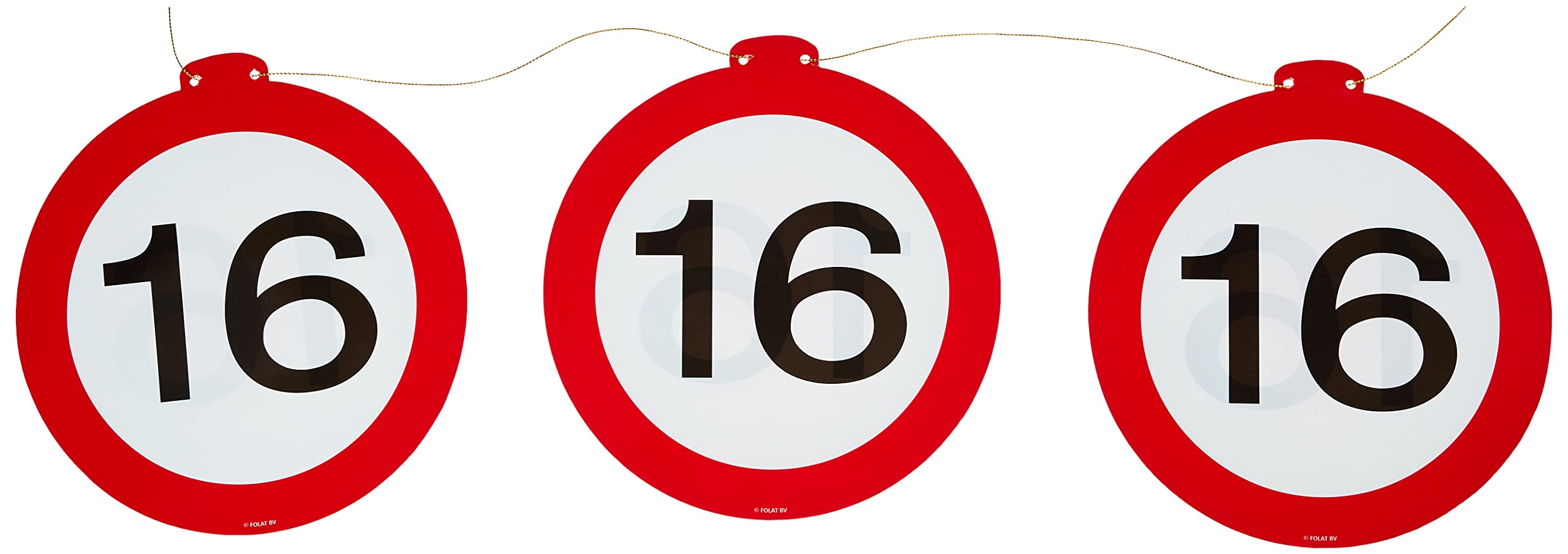 Folat - 16th Birthday Traffic Sign Garland - 12 m