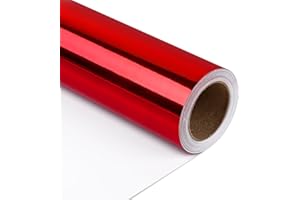 NESCCI Red Metallic Wrapping Paper, Solid Color Paper,Gift Wrapping Paper,Perfect for Wedding,Valentine's Day,Birthday, Christmas,Baby Shower,DIY Bouquet (17.5 Inches X 32.8 Feet)