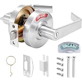 Tandefio 1 Set Commercial Vacant Occupied Door Handle Lock, 90mm, Silver | In-use/vacant Signal, Privacy Indicator Door Handle Lock Knob, Bathroom Restroom Restaurants Hotels, 304 Stainless Steel