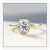 MoiuVieg Oval Shape Engagement Rings for Women 1CT/2CT/3CT Cubic Zirconia Solitaire 14k Gold Plated 925 Sterling Silver Promise Ring for Her Anniversary Wedding Band