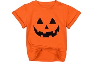 QLIPIN Toddler Halloween Shirt Boys Pumpkin Face Shirts Funny Jack O' Lantern Shirt Halloween Graphic Short Sleeve T-Shirt