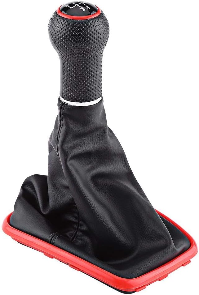 5 Speed Car Gear Shift Knob Stick with Boot Cover Kit Red and black For Jetta Bora Golf MK4 1999-2004