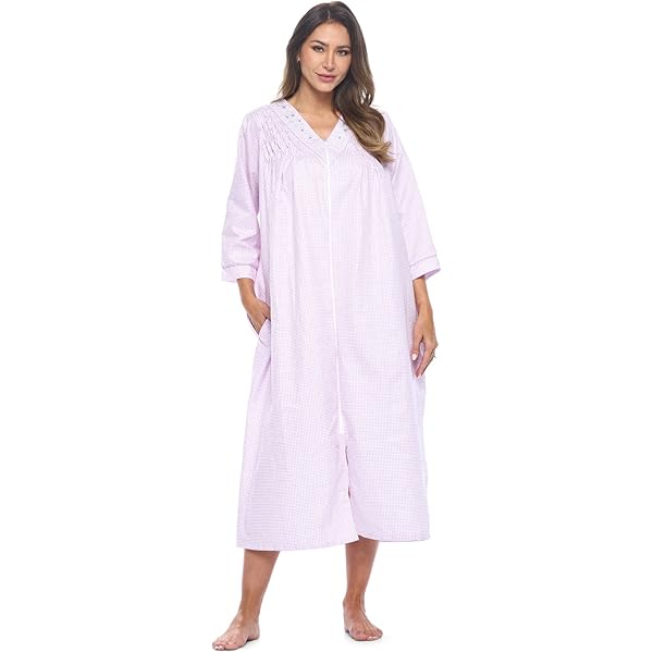 Casual Nights Women's Short Sleeve Eyelet Embroidered House Dress - Blue