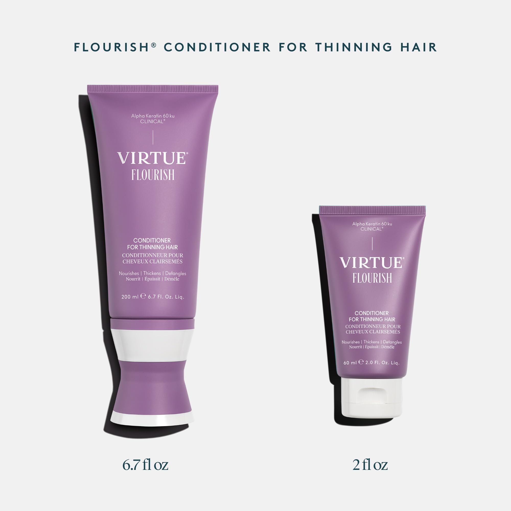 VIRTUE Flourish Conditioner for Fine or Thinning Hair, Sulfate Free | Detangles and Thickens | Color Safe | Hair Growth Product