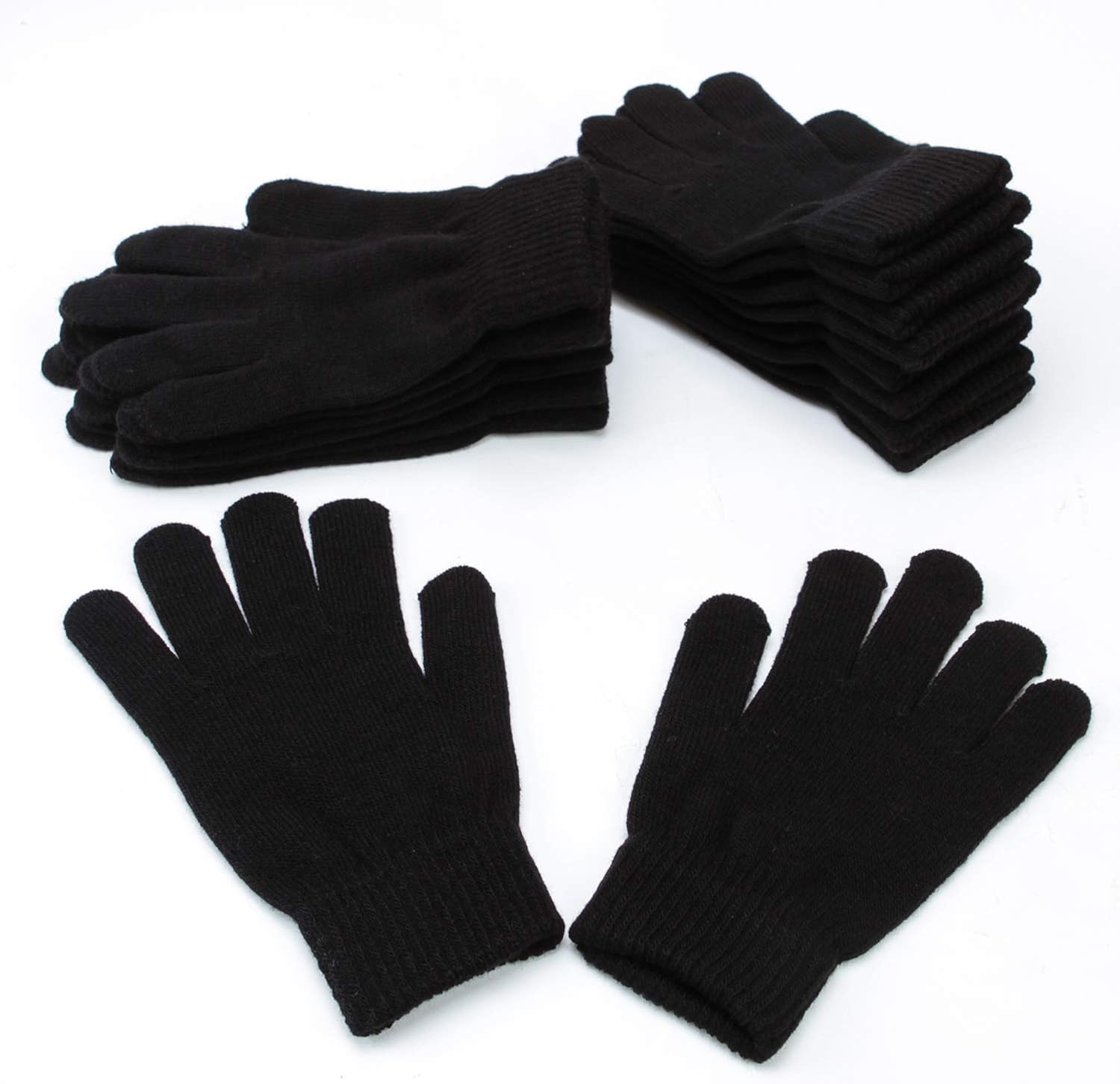 Cooraby 12 Pairs Winter Magic Gloves Stretchy Warm Knit Gloves with Mesh Storage Bag for Men or Women at  Men’s Clothing store