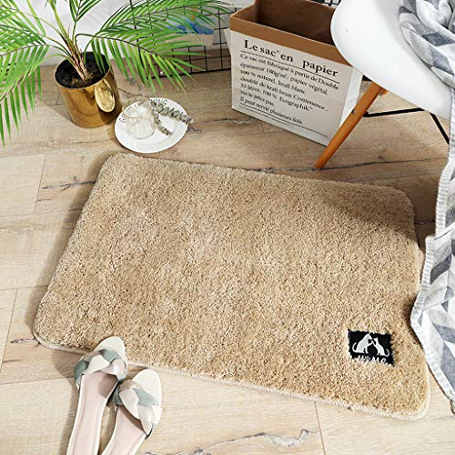 Iuhan Bath Mats Bathroom Rugs Soft, Absorbent, Shaggy Microfiber,Machine-Washable, Anit-slip, Perfect Door Mat (18"x24", Beige)