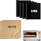 Air Fryer Liners Compatible with Breville BOV900BSS the Smart Oven Air Fryer Pro, 100 PCS Unbleached Parchment Paper Disposable with 4 PCS AirFryer Oven Liners Accessories for Breville Toaster Oven