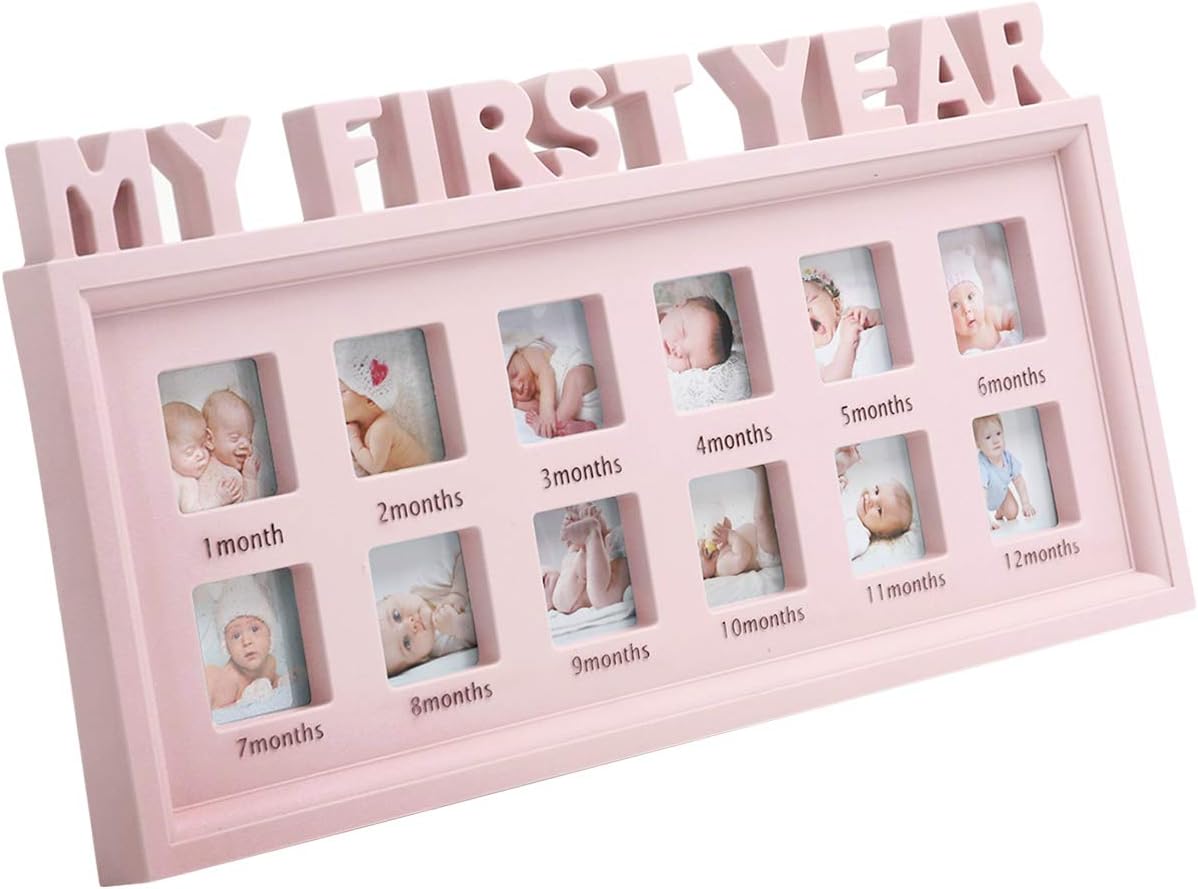 Picture Frames,Baby My First Year Photos Frame MultiPhoto Photo Moments Keepsake Picture Frame
