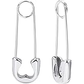 Safety Pin Earrings for Women Silver Gold-Plated Hoop Pin Earrings for Women