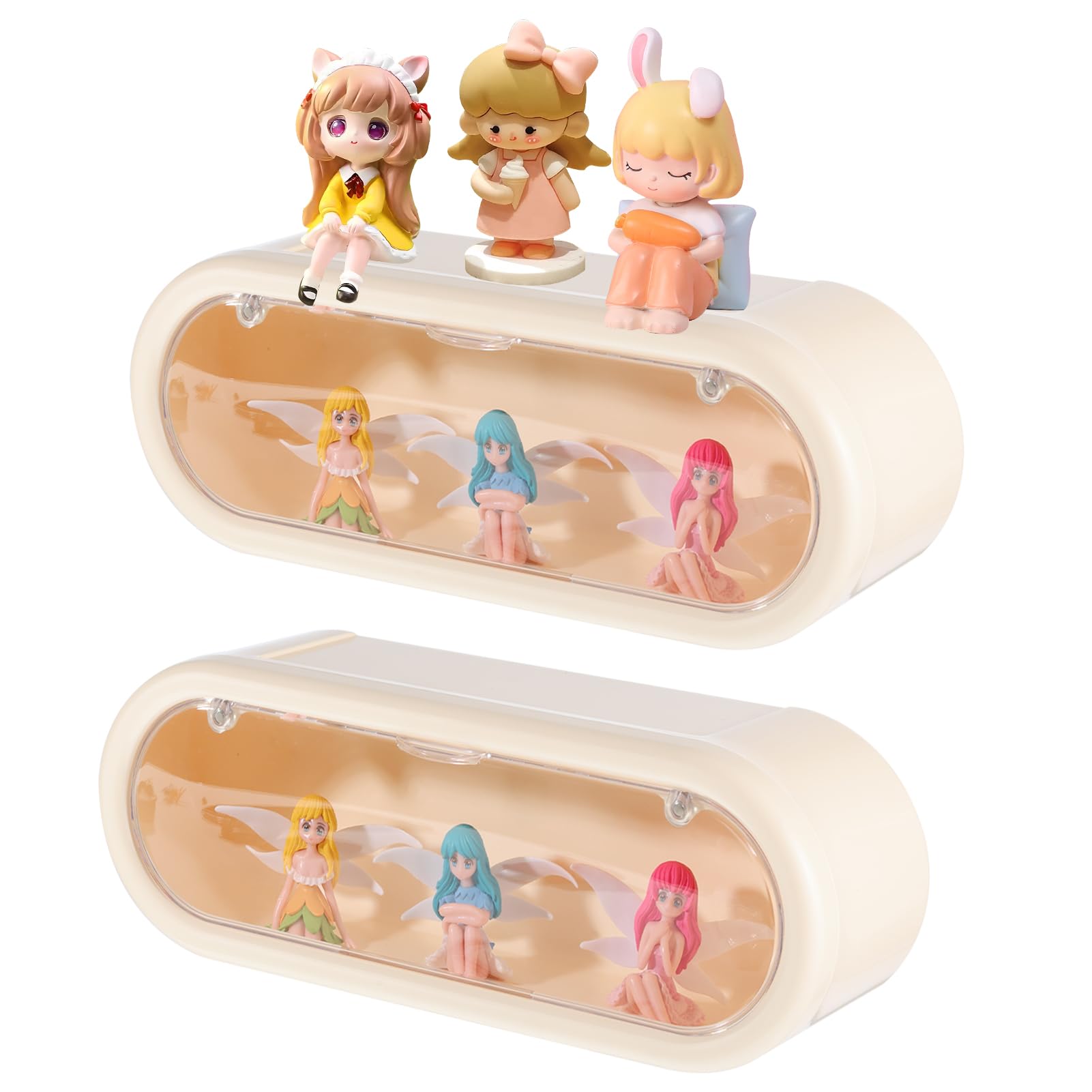 Photo 1 of 2 Pack Clear Display Case for Figures,Wall-Mounted Doll Storage Box with Magnetic Door,Clear Acrylic Display Box Dustproof Showcase for Funko Pop Popmart,Lego Collectibles Action Figures