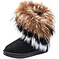 Gaorui Warm Fur Winter Boots For Women - Stylish Womens Winter Boots Mid Calf Ankle Boots Faux Fur Tassel Shoes