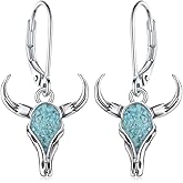 Western Earrings for Women Sterling Silver Turquoise Cow Skull Earrings Western Jewelry Gifts for Women