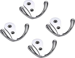 Docoss Stainless Steel 2 Pin Cloth Hanger Hook Set (Silver, Pack of 4)