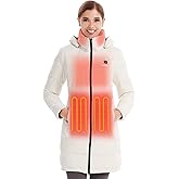 Venustas Women's Recycled Down Heated Jacket with Battery Pack, Winter Heated Puffer Coat with Detachable Hood
