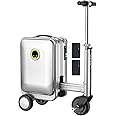 SE3S 20L Smart Rideable Suitcase with 2 Batteries/Transparent Dust Cover, Electric Suitcase Can be Boarded, 73.26WH Removable Battery, Aluminum Alloy Frame, Load 110kg,for Adults Travel ,Silver