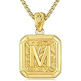 XIXLES 925 Sterling Silver Square Initial Letter Pendant Necklace Jewelry Birthday Gifts for Men With 316L Stainless Steel Chain and Gifts Box