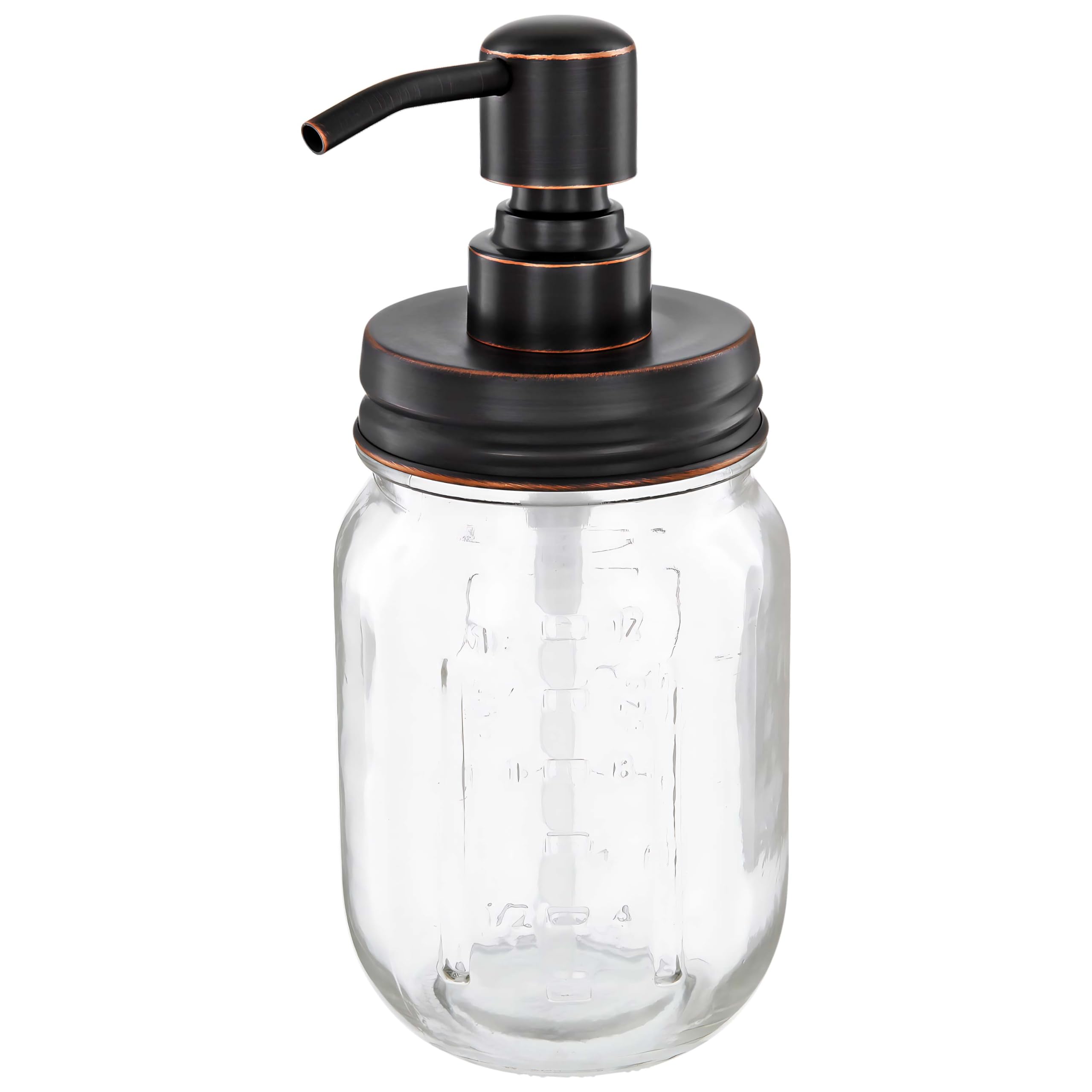 ALTGLAS Vintage Style Liquid Soap Dispenser from Retro Mason Jar Glass with Stainless Steel Pump 16oz/473ml (Black copper oil-rubbed)
