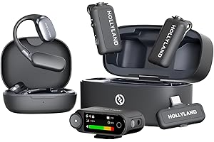 Hollyland Lark MAX 2 Wireless Microphone for iPhone/Camera/Android, AI Noise Cancel, Wireless Monitoring, 32bit Full-Chain Audio, Timecode (Ultimate Combo, 2TX+2RX+OWS Earphones + Charging Case)