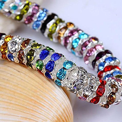 100 Pcs Crystal Wave edge Rondelle Spacer Bead Silver Plated 6mm (assorted) - Thumbnail 2