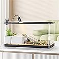 (Tank + Light + Filter + Filter Balls) Turtle Tank Kit, Turtle Tank Starter Kit,Bottom Drainage, Multi-Function Areas for Turtles, Crabs,Fishes, Amphibians,Reptiles.(21.65 × 12.28 × 12.28 Inch)