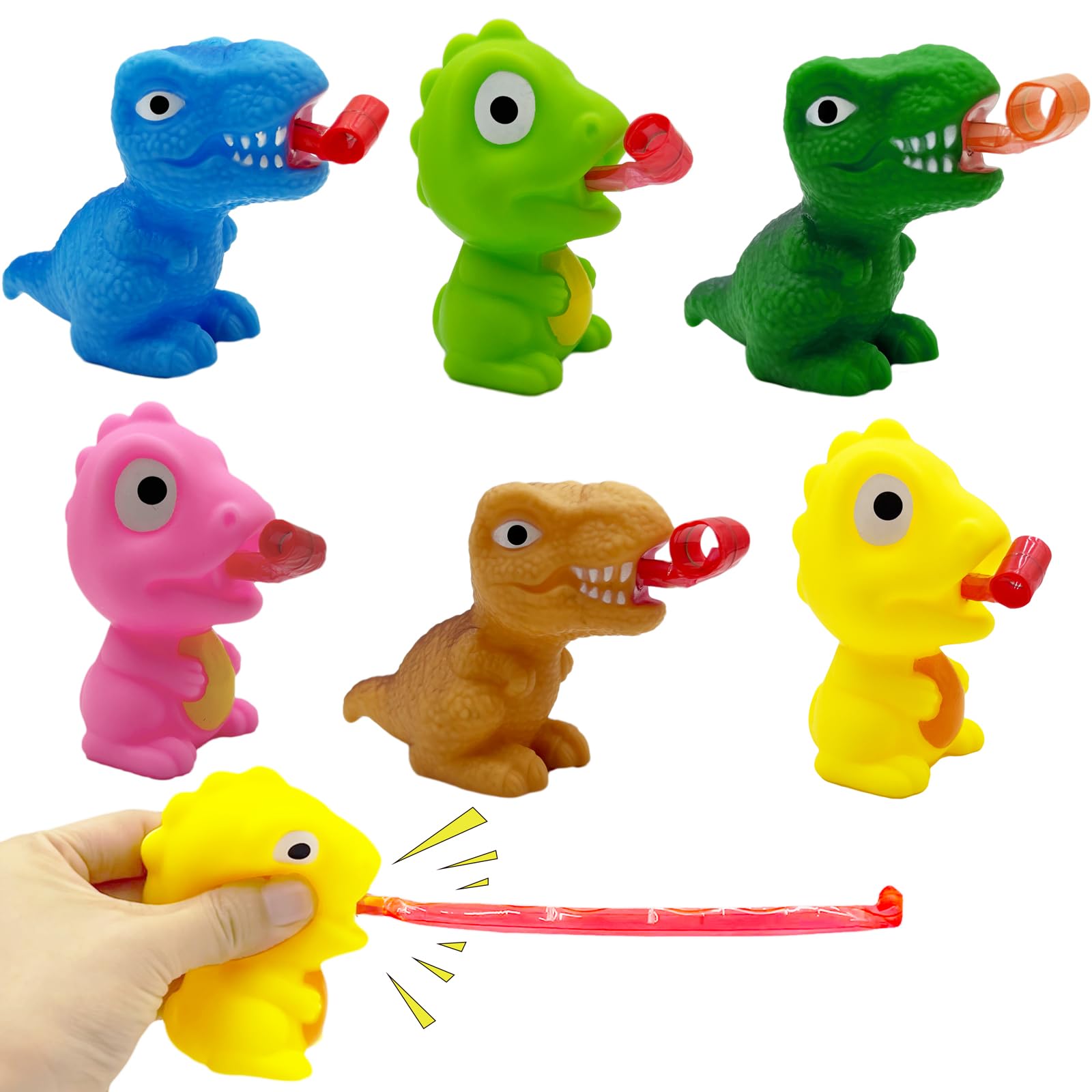 6 Pack Dinosaur Tongue Out Toys, Novelty Squeeze Toys for Kids Boys Girls, Birthday Gifts, Easter Egg Fillers, Easter Basket Essentials Stuffers