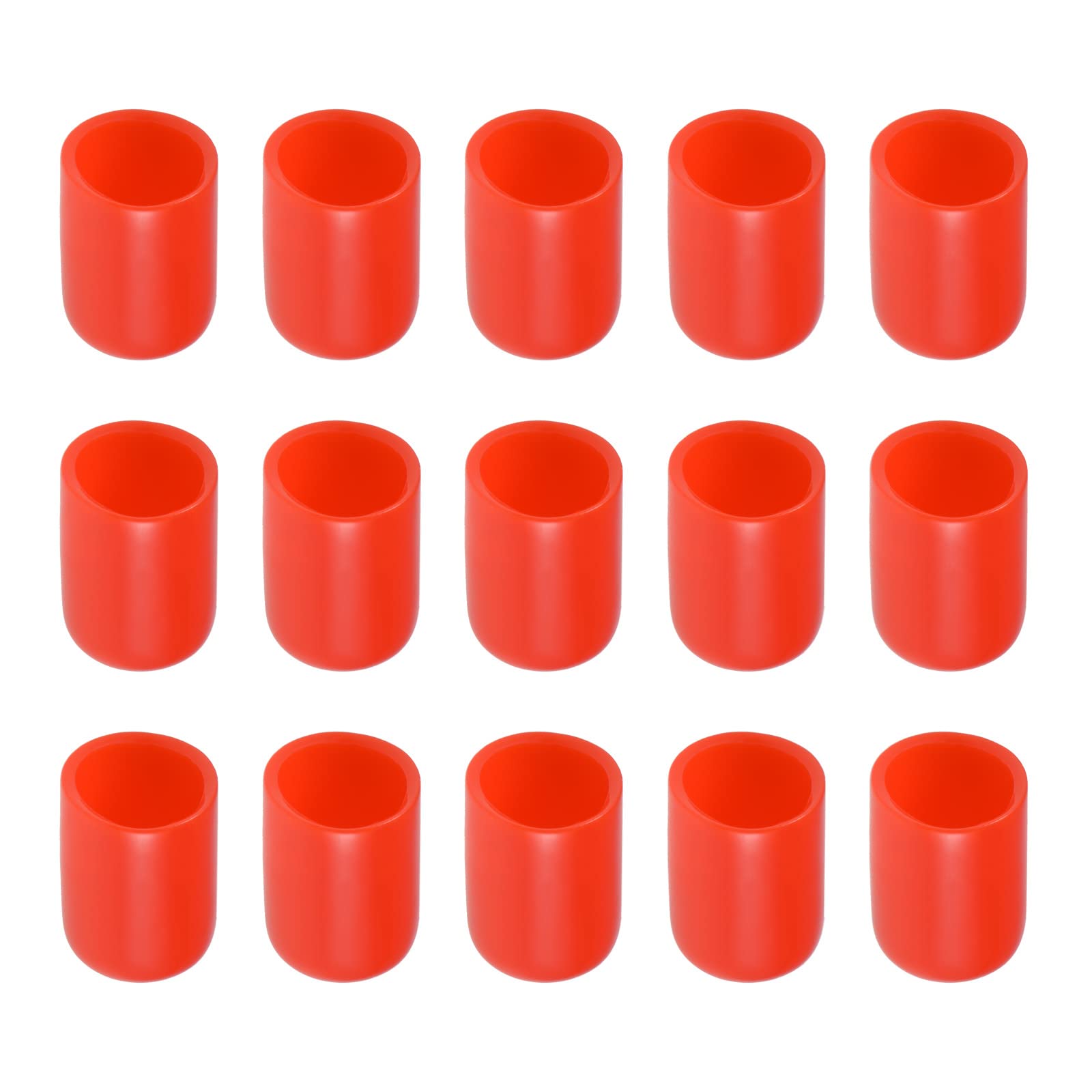 Rebower Screw Thread Protector Cover Rubber End Caps, [for Screw, Bolt] - 1/2" ID/Red/20 Pcs