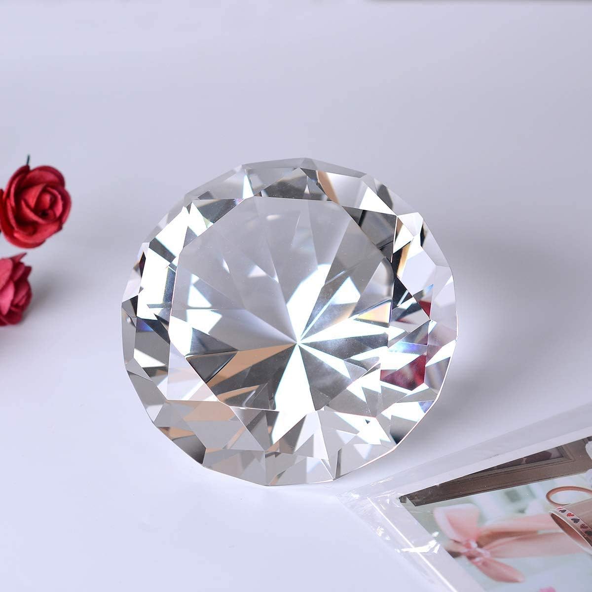 LONGWIN 100mm(3.9") W Crystal Diamond Paperweight Ornament Home Venue Decorations Solid Clear, R.blue - Image 4