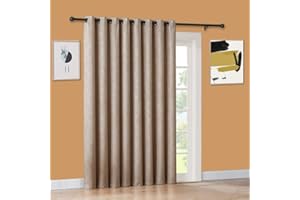 WARM HOME DESIGNS 1 Extra-Large, Extra-Long 102" X 96" Panel of Textured Beige Taupe Patio Door Curtains. Insulated Blackout Sliding Door or Room Divider Drape with Embossed Pattern. EV Taupe Patio 96