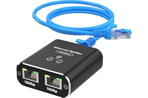 Gigabit Ethernet Splitter 1 to 2, 1000Mbps RJ45 Splitter with Cat 6 Cable & USB Power, Ethernet Cable HUB for Cat 5/5e/6/7/8,