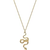 MEVECCO Dainty Gold Snake Necklace for Women 18k Gold Plated Snake Charm Pendent Necklace Minimalist Delicate Handmade Boho Jewelry For Her