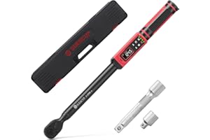 SUERCUP 1/2-inch Drive Digital Torque Wrench 2.2-147.5Ft.Lb/3-200N.m, ±1% Accuracy Digital Torque Wrench with Buzzer and LED 