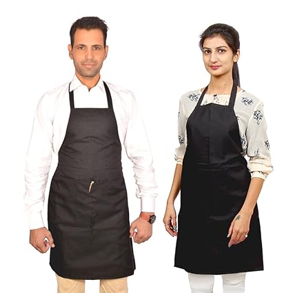 Switchon Polyester Waterproof Apron (Black) - Pack of 2