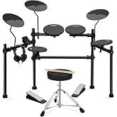 AODSK Electronic Drum Set With 4 Quiet Drum Pads,200 Sounds 20 Drum Kits | Portable And Solid Electric Drum Set For Beginner With Throne,Sticks Headphones USB-MIDI Home Practice Learning Ideal Gift