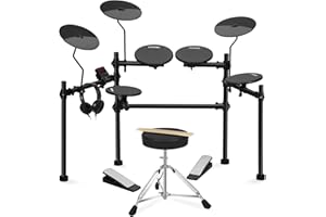 AODSK Electric Drum Set with 4 Quiet Drum Pads,Portable and Solid Drum Set for Beginner with 200 Sounds,2 Switch Pedal,Drum Throne,Drumsticks,Headphones (UAED-403TS)