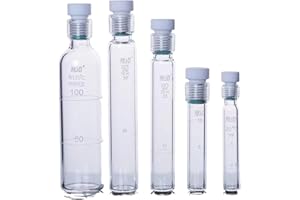1pcs Screw Glass Pressure Flask with Tetrafluoro-Threaded Plug(50ml Flat Bottom)