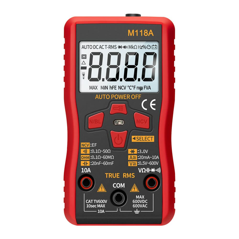 Fasizi Digital Mini Multimeter Tester Auto Multimeter True Rms Transistor Meter with NCV Data Hold 6000 Counts Flashlight