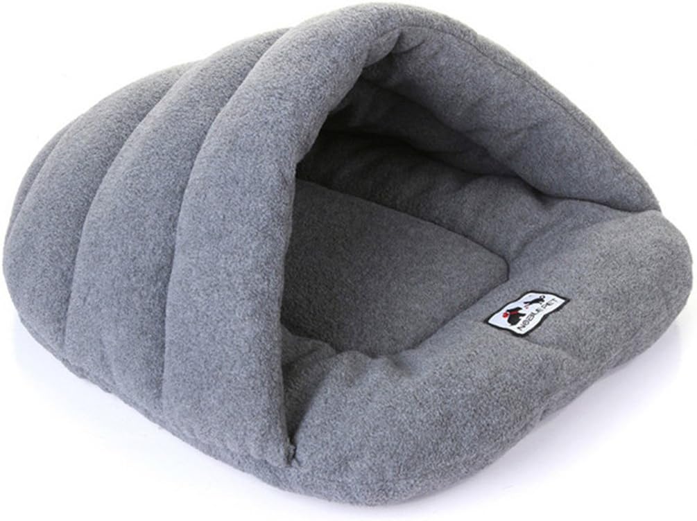 lanchengjieneng Pet Dog Sleeping Bag Cat Kitten Cave Crate Keep Warm Winter Bed House Sleeping Bag Plush Mat (M - 48 * 58cm suit for pet 3-6kg, Gray)