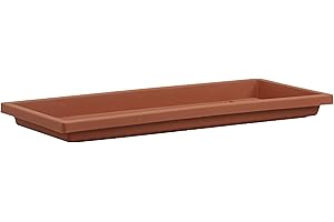 The HC Companies Venetian Rectangular Plant Tray - Lightweight Plastic Plant Saucer - Plant Drip Trays for Drainage - UV Resistant Pot Saucer for Indoor & Outdoor Use (17.5" Clay, Pack of 1)