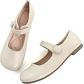 LUXINYU Mary Jane Flats for Women Dressy Retro Square Toe Ankle Strap Ballet Flats Comfortable Patent Leather Shoes