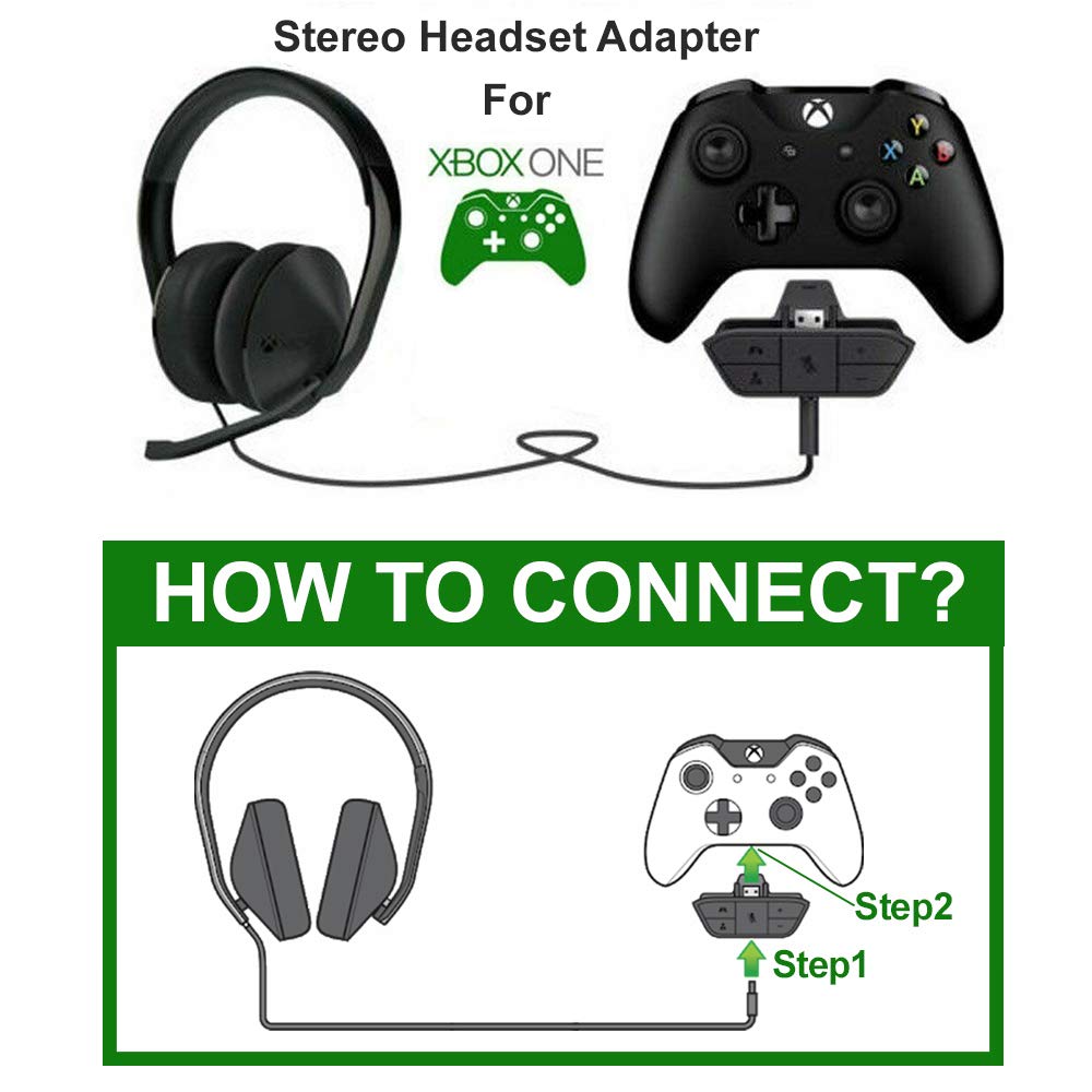 Stereo Headset Adapter for Xbox One and Xbox Series X|S and Elite Controller - Headphone Audio Converter for Voice Chat & Game Sound Mix and Mic Monitoring and Volume Control as Xbox Accessories